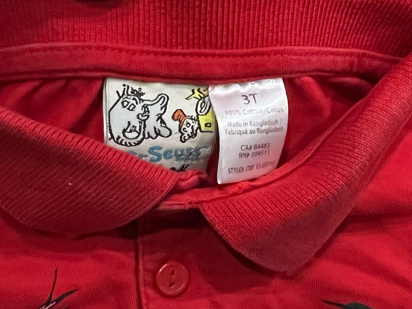Boys Dr. Suess Cat in The Hat, Red L/S Polo, size 3T, VGUC, Kids 3T