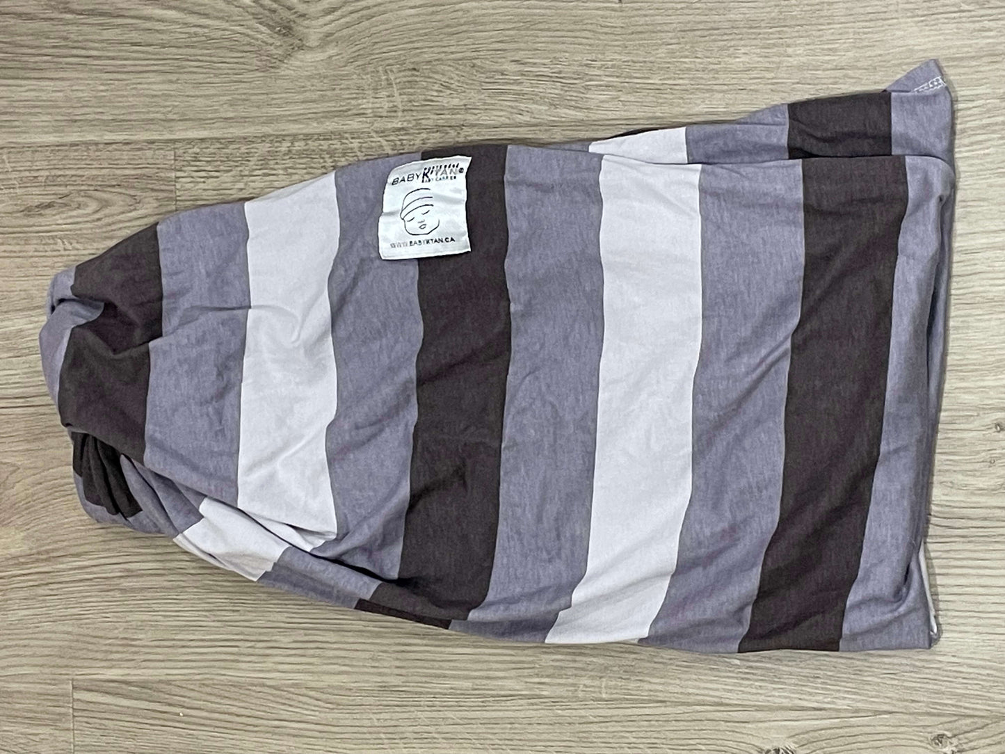Baby Carrier, Baby K’Tan Brand, Grey Stripes, Very Good Used Condition (VGUC)