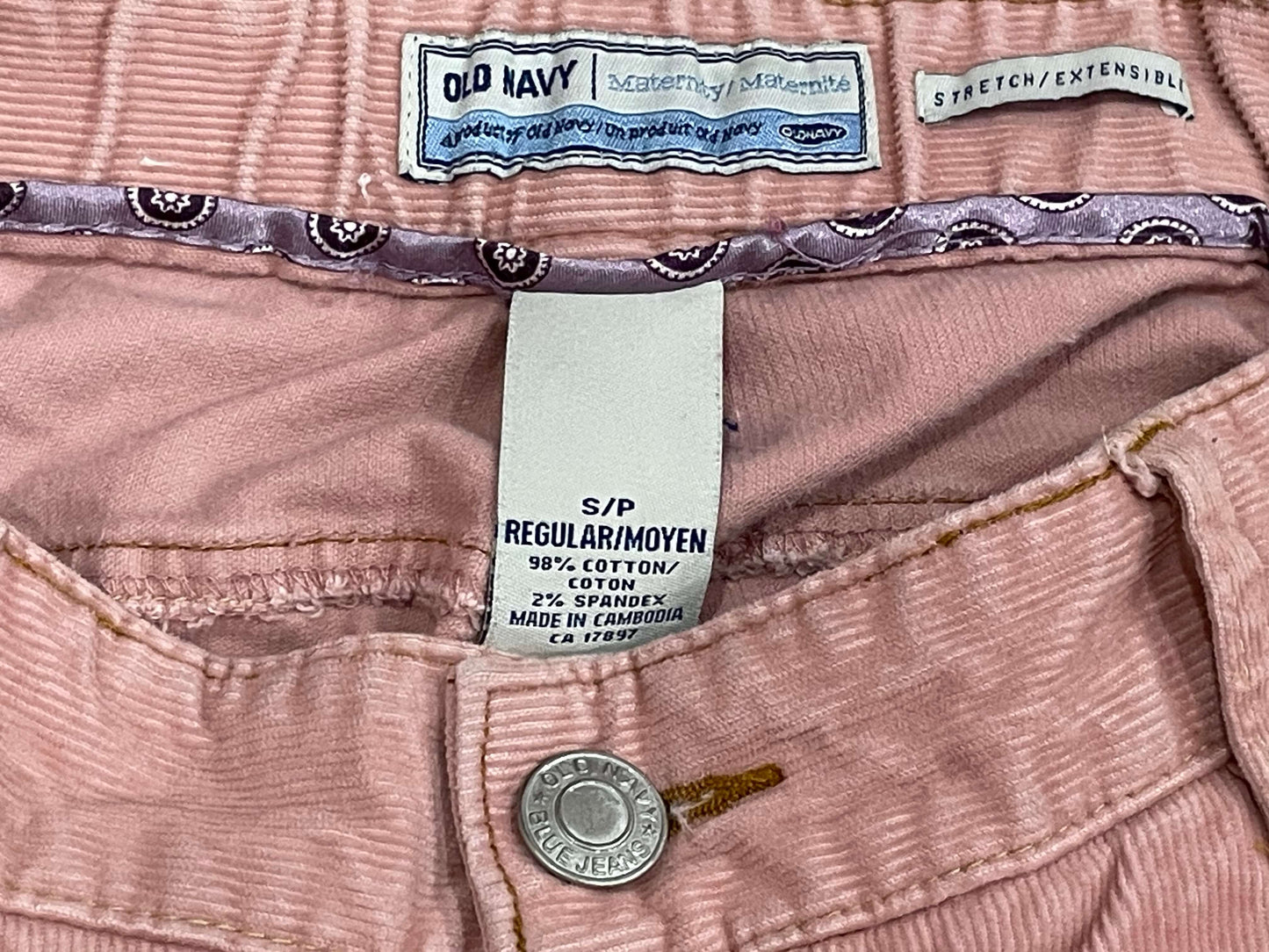 Dusty Rose Maternity Stretch Corduroys, size Small, Very Good Used Condition (VGUC), Maternity S (4-6)