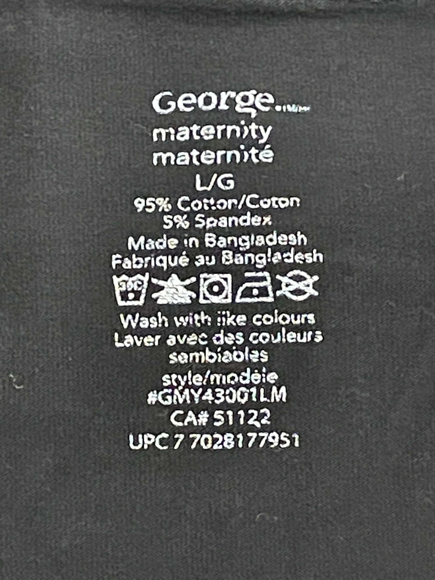 Black Maternity Leggings by George, size Large, Very Good Used Condition (VGUC), Maternity L (12-14)