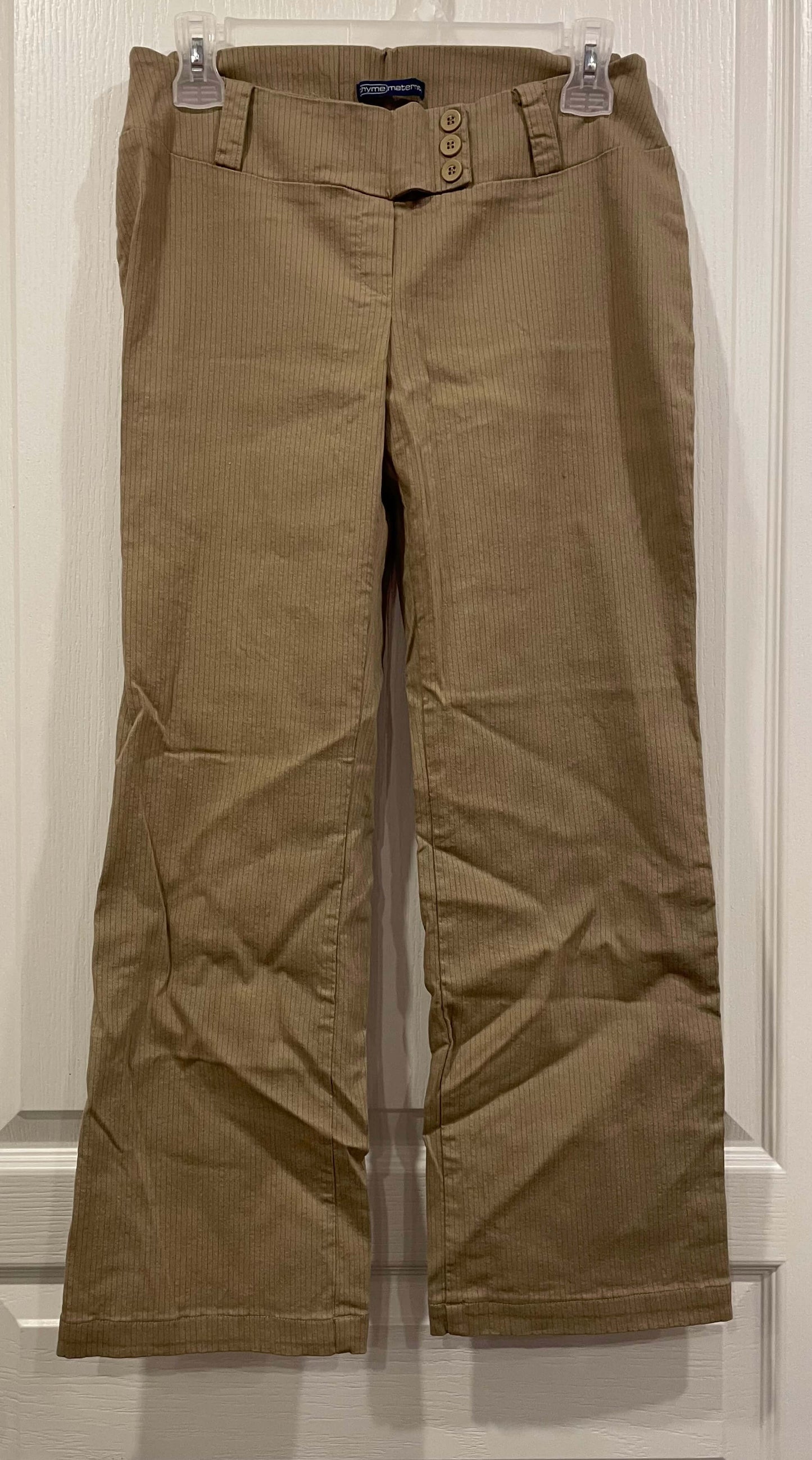 Maternity Pants, Stretchy Tan herringbone print, size Small, Very Good Used Condition (VGUC), Maternity S (4-6)