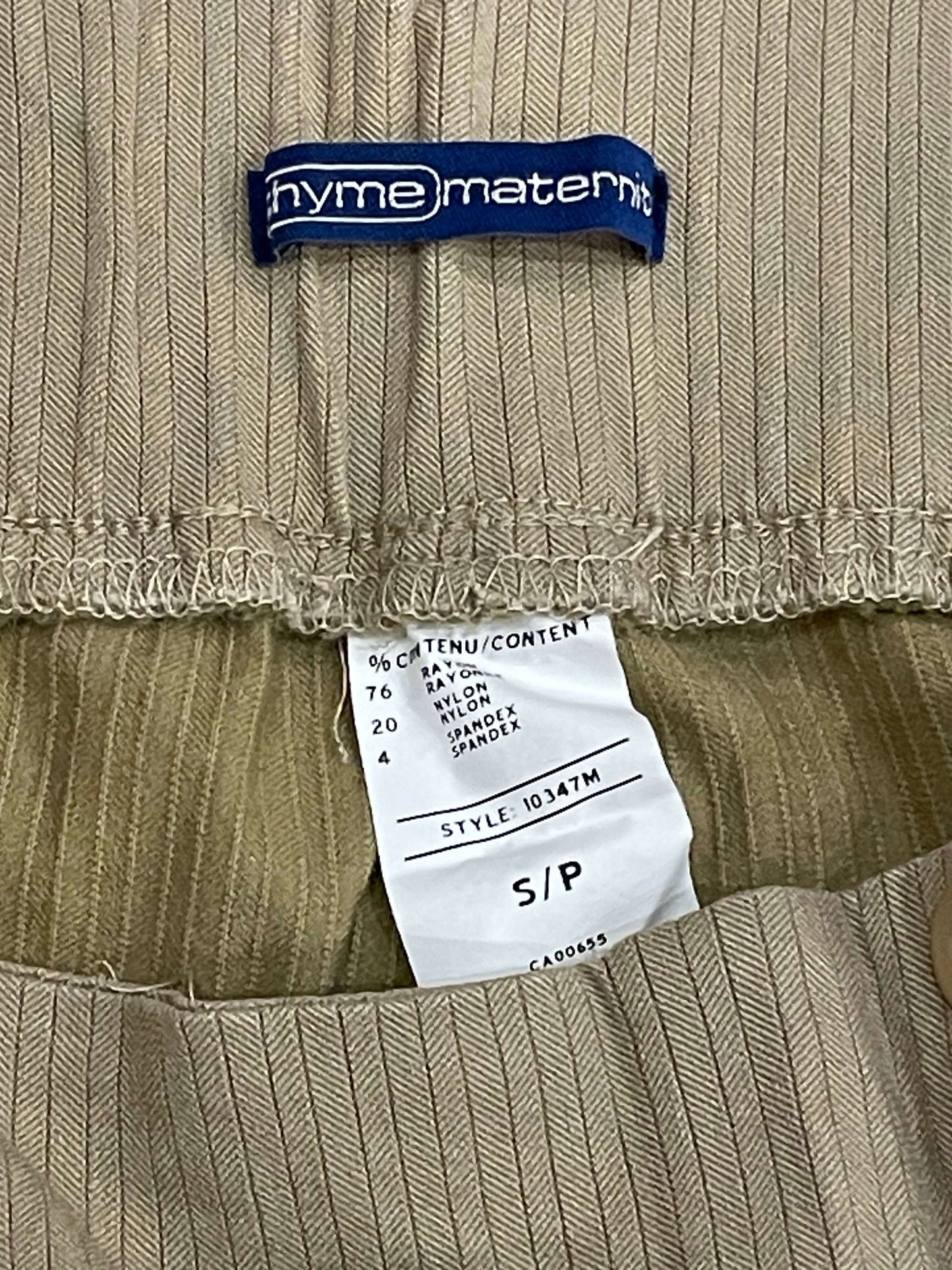Maternity Pants, Stretchy Tan herringbone print, size Small, Very Good Used Condition (VGUC), Maternity S (4-6)