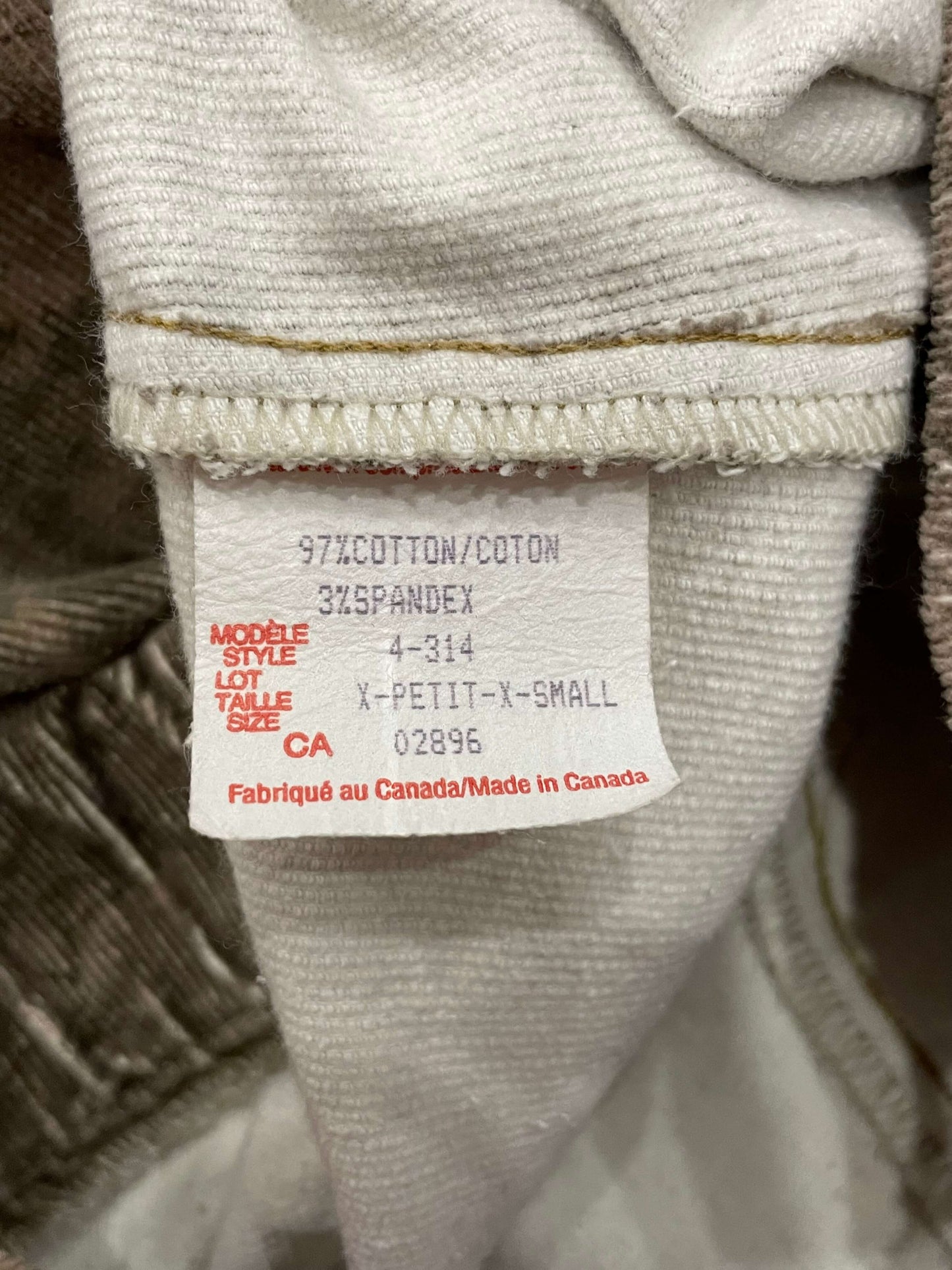 Tan Maternity Corduroy Pants with green pattern, size X-Small, Very Good Used Condition (VGUC), Maternity XS (0-2)