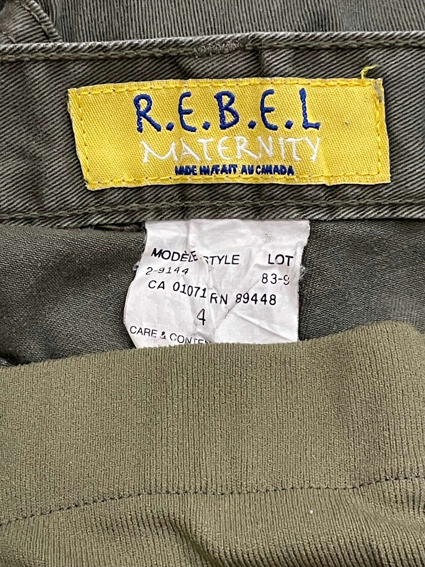 Khaki Green, Maternity Shorts with cargo pocket, size Small, Maternity S (4-6)