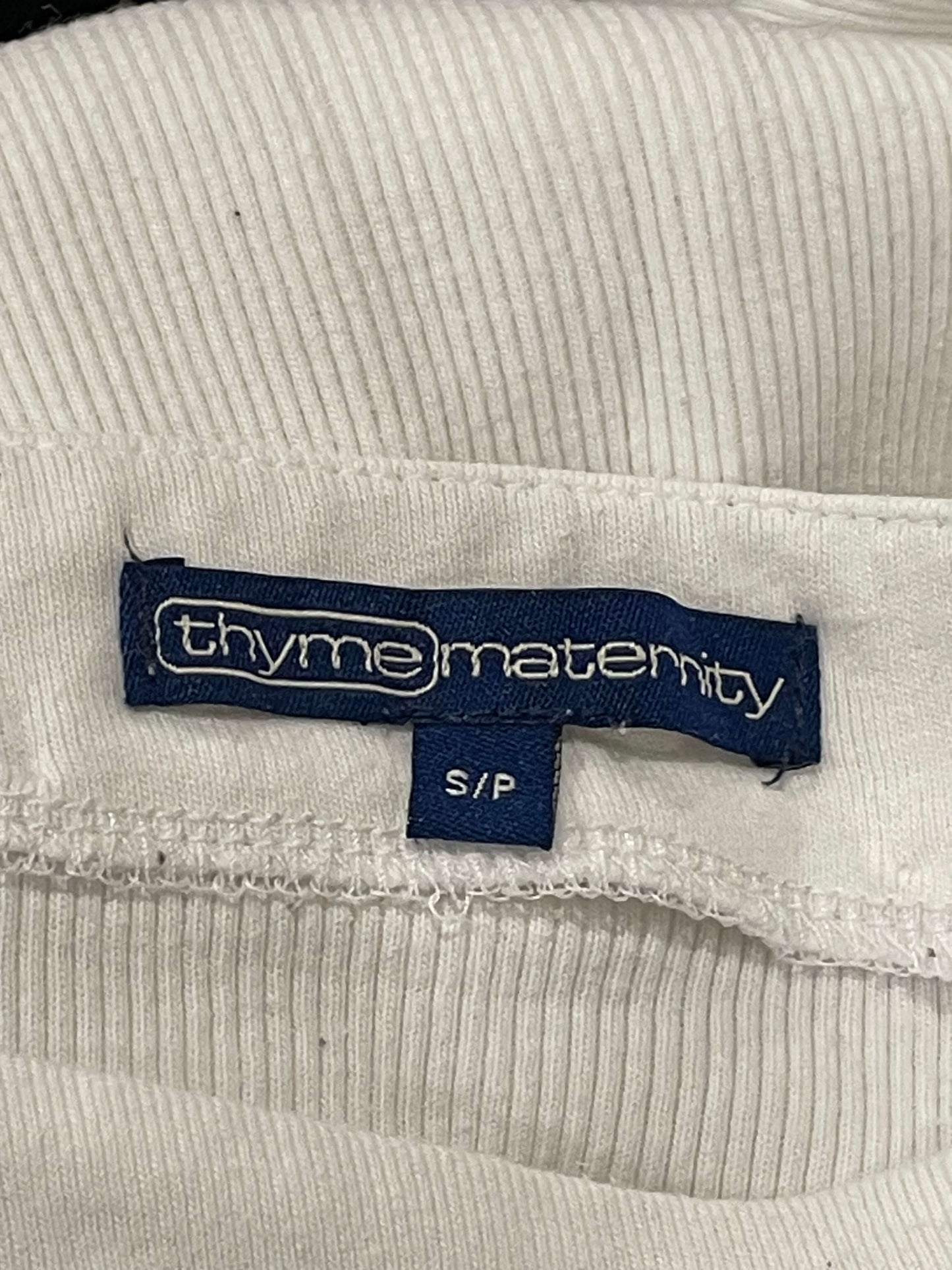 Thyme Maternity, L/S White Ribbed Boat neck top, size Small, Maternity S (4-6)