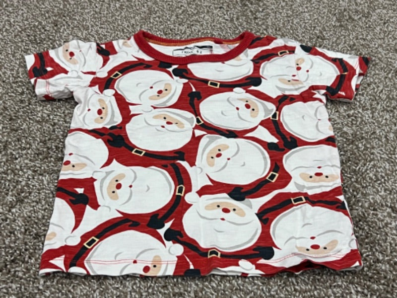 Santa S/S t-shirt, size 82 EU (~18mos), but fits big , Kids 24 Month (18-24M)