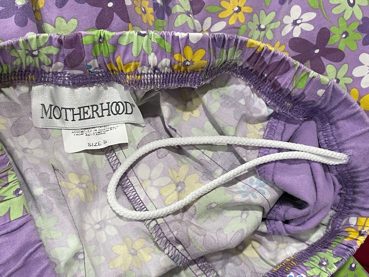 Cute Purple Maternity Pants with Floral Pattern, size Small, Maternity S (4-6)
