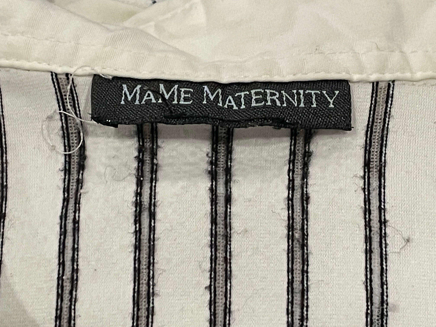 Mame Maternity, Black/White Striped Shirt with Dress Shirt Collar and Sleeve Cuffs, Size Small, VGUC, Maternity S (4-6)