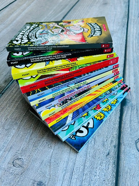 Captain Underpants complete book collection 1-12 by Dav Pilkey, excellent condition