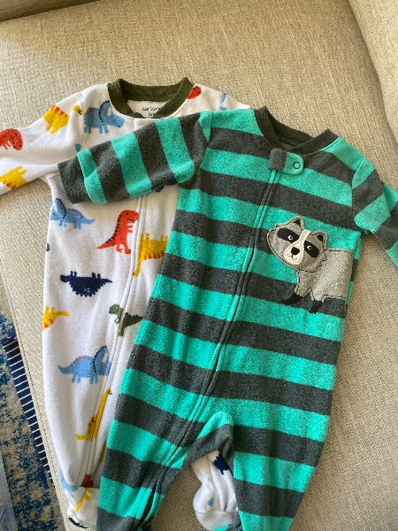2 Fleece Sleepers, 6 months - Racoon, Kids 6 Month (3-6M)