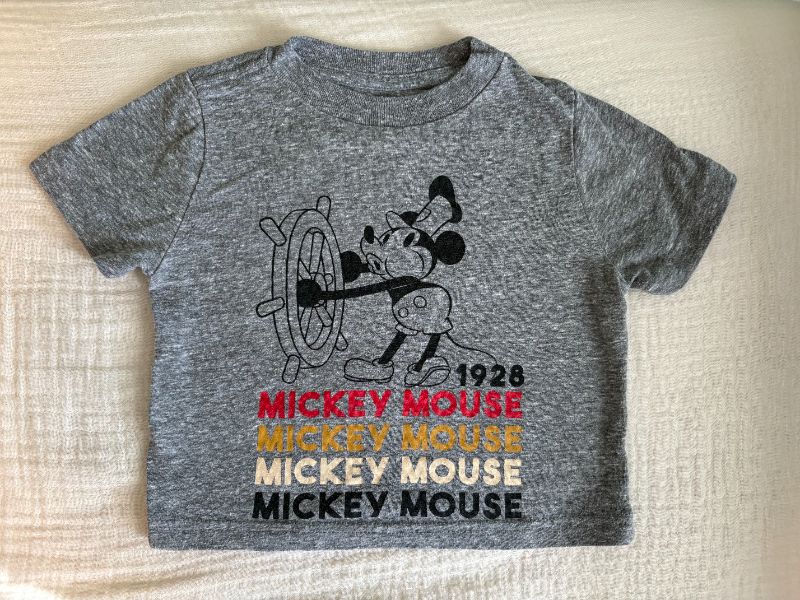 Steamboat Willie Mickey Mouse 12 Months Baby T-Shirt, Kids 12 Month (9-12M)