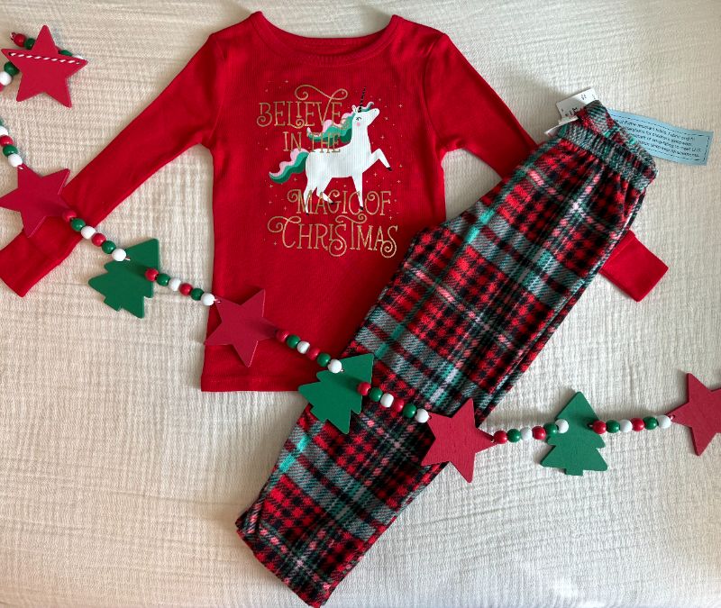 Cat & Jack 3T Unicorn Christmas 2 Piece Pajama Outfit *BNWT*, Kids 3T