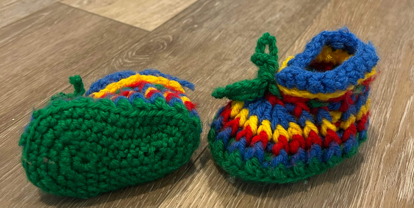 Rainbow Knit Booties - 0-6M, Shoes 0 (Baby: 0-12 mth)