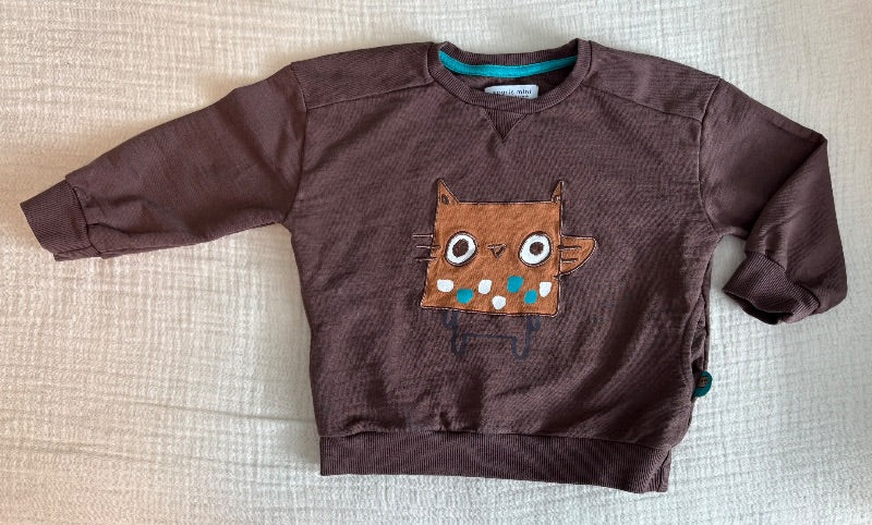 Souris Mini (French Canadian Clothing Brand) 2-3T Brown Owl Pull Over Sweater , Kids 2T