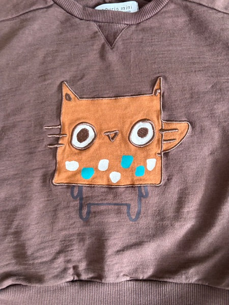 Souris Mini (French Canadian Clothing Brand) 2-3T Brown Owl Pull Over Sweater , Kids 2T