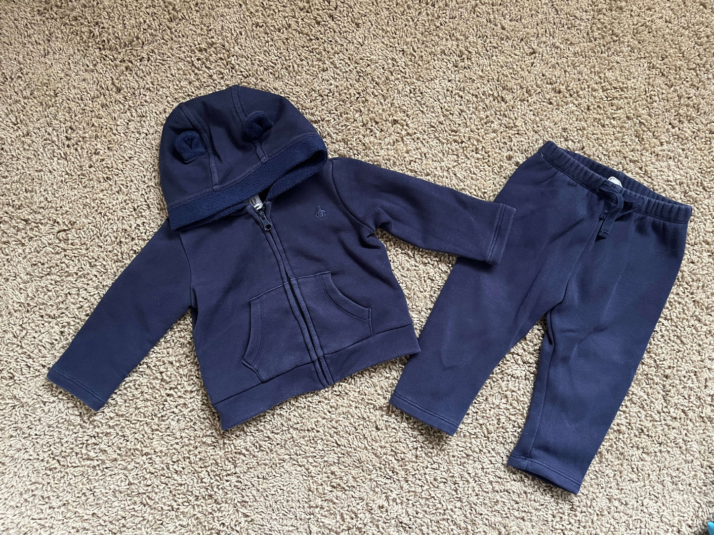 Baby Gap, blue, long sleeve, fleece lined, 2 piece, outfit, 6-12 months, Kids 9 Month (6-9M)