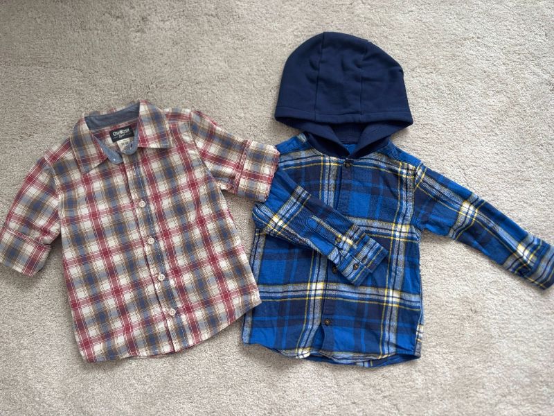 Button Up Plaid Shirts, Short & Long Sleeve, Carters, 3T, Kids 3T