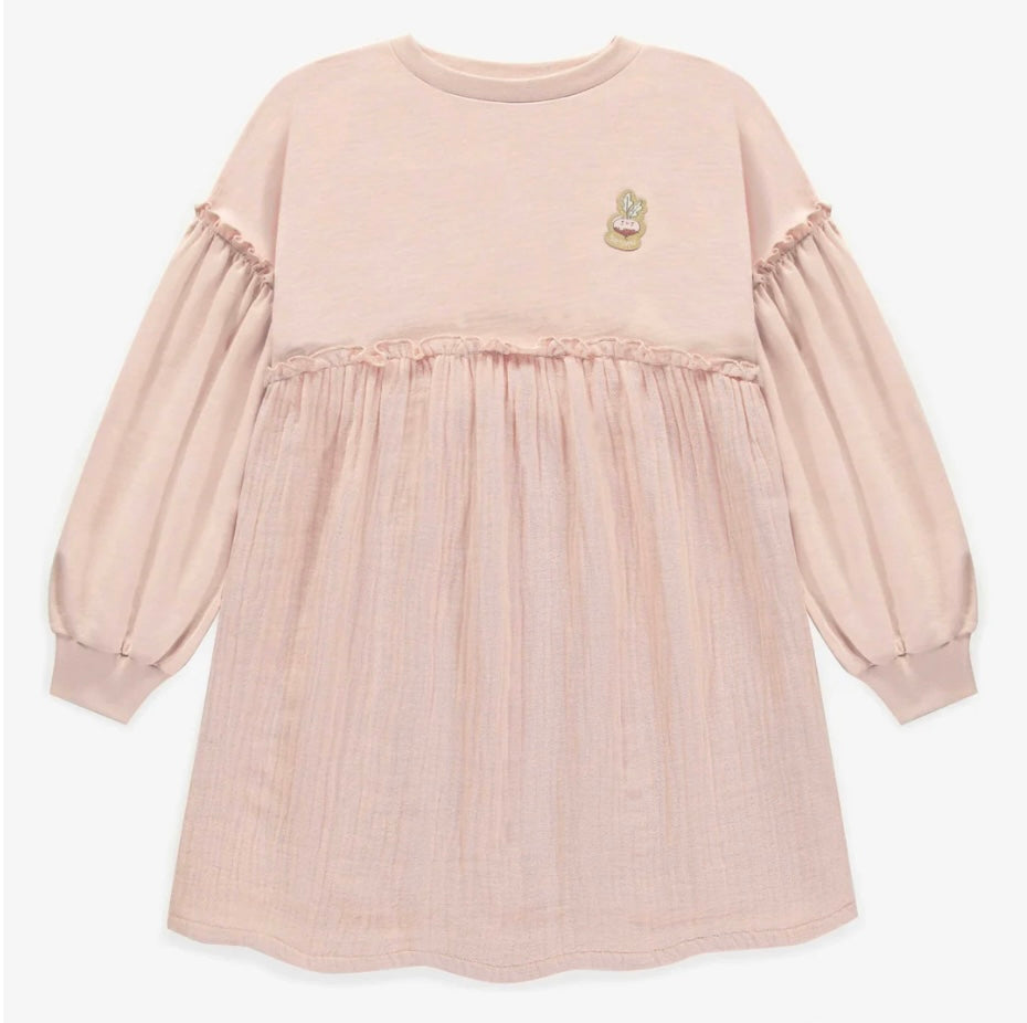 Souris Mini (French Canadian Brand) 3T Toddler Girls Pink Muslin Long Sleeved Dress, Kids 3T