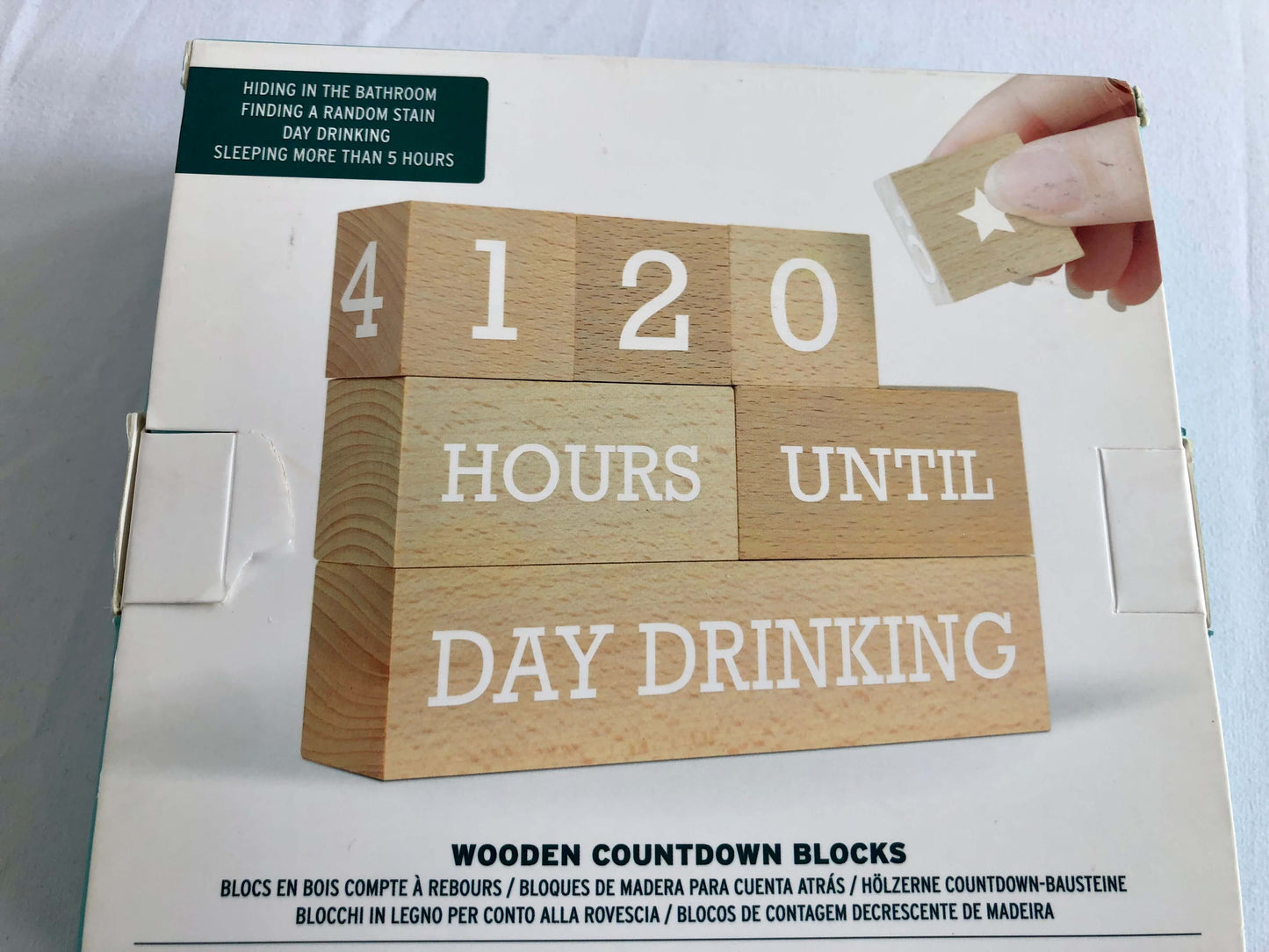 Wooden Countdown Blocks: Parenting Edition, Retails $10.98