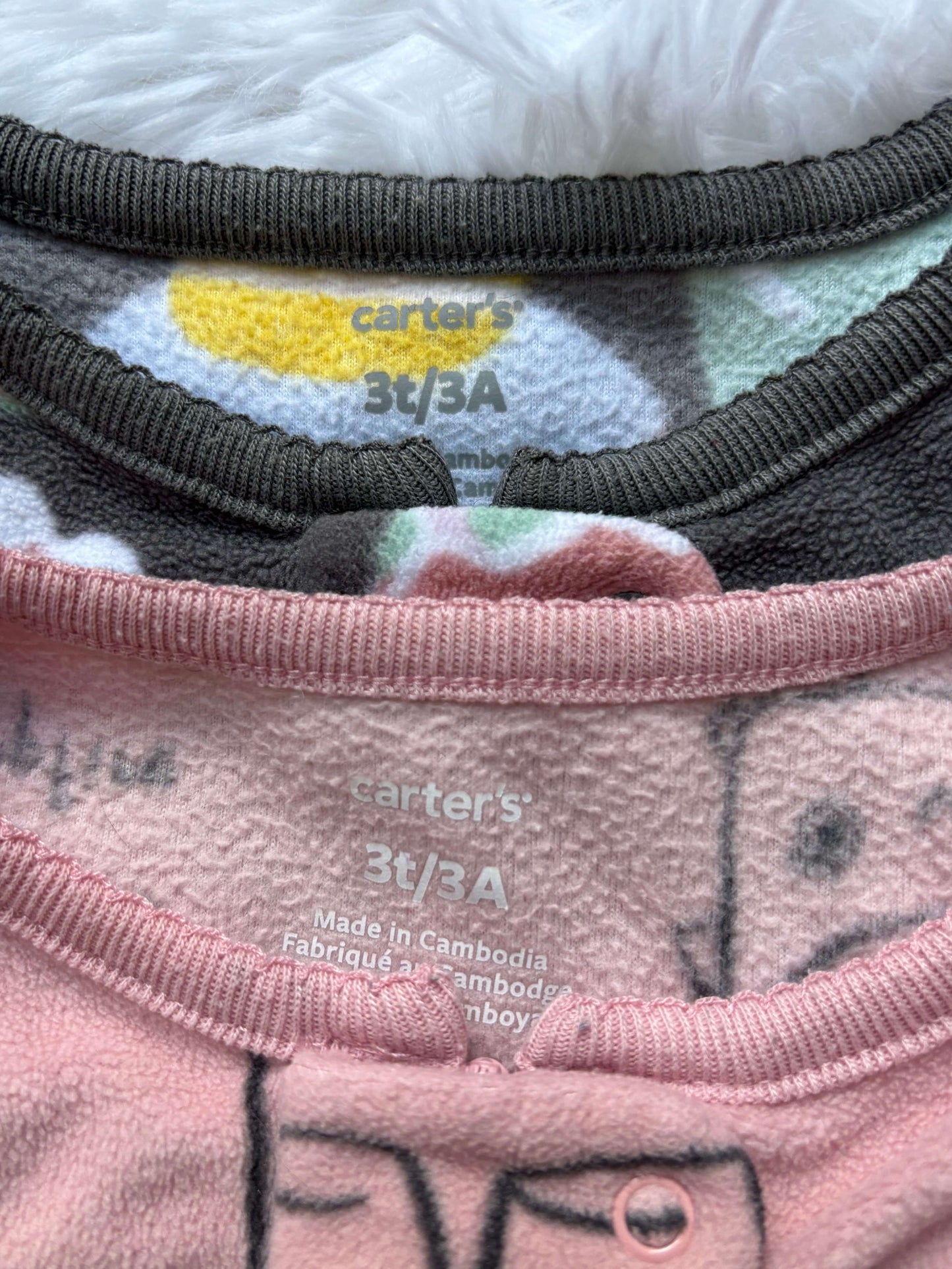 2 pair cozy fleece footed pajamas, Carter’s, 3T, girls, Kids 3T