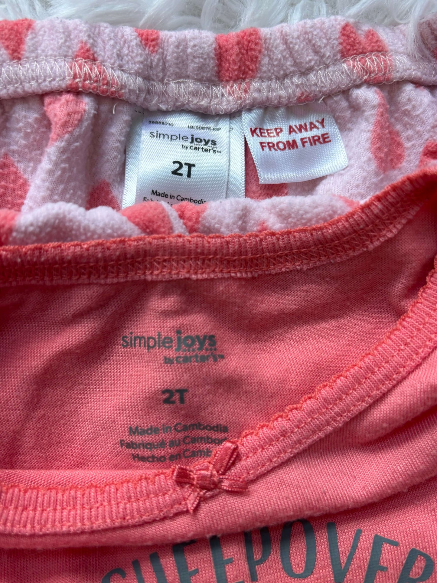 2 pair of 2-piece pajamas, Simple Joys by Carter’s, 2T girls, unicorn and sheep, Kids 2T