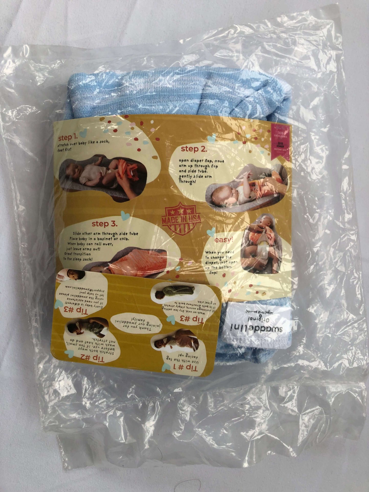 Swaddelini, Blue Swaddle Sleep Sack, New, Retails $100, 0-6 Months (Small)