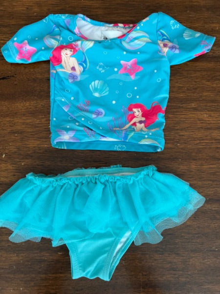 *Disney Store little mermaid swimsuit 3T with rashguard. Retails $75, Kids 3T