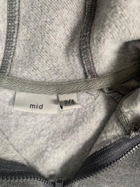 MID-Grey and Rust coloured Zip up hoodie - size 2/3, Kids 2T