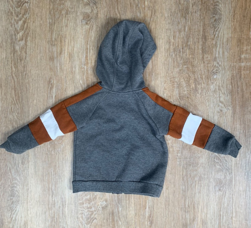 MID-Grey and Rust coloured Zip up hoodie - size 2/3, Kids 2T