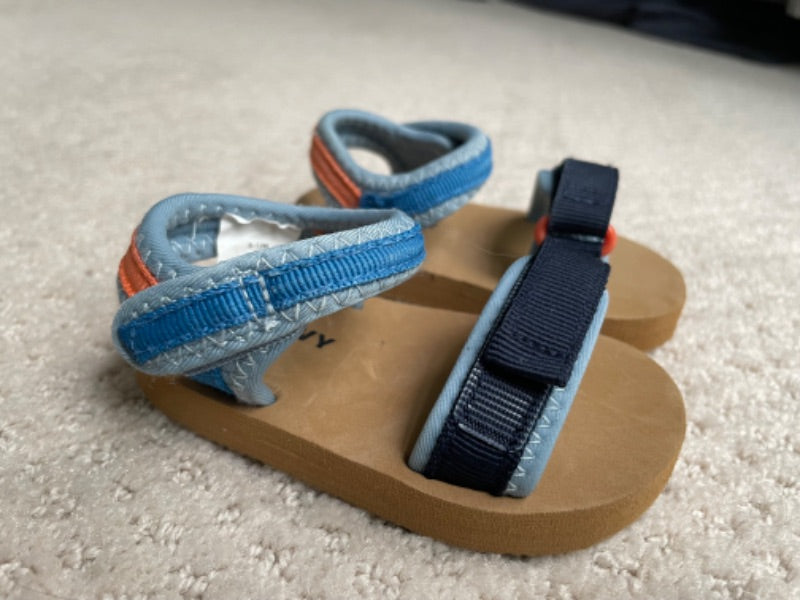 Old Navy , blue and orange Velcro sandals, 6-12 months, Shoes 1.5 (Baby: 0-12 mth)