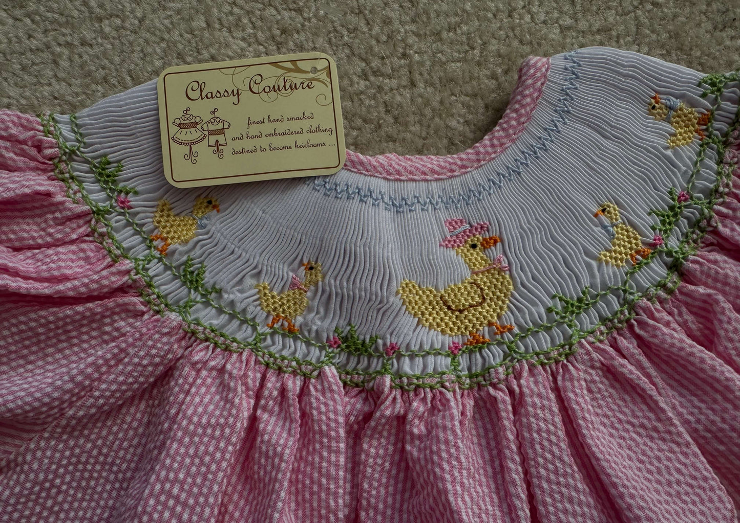 NWT Pink embroidered dress, Kids 12 Month (9-12M)