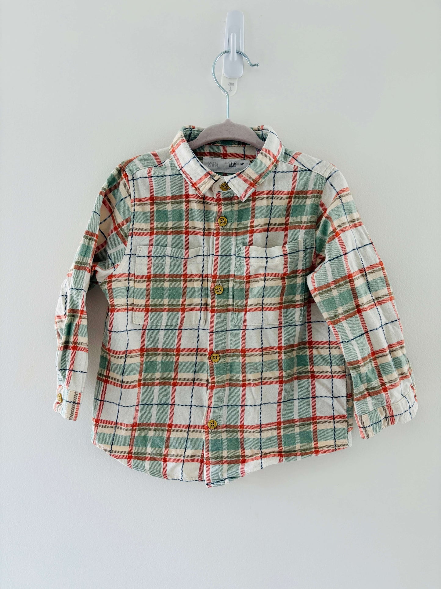 Zara Collared Plaid Button Up , Kids 24 Month (18-24M)