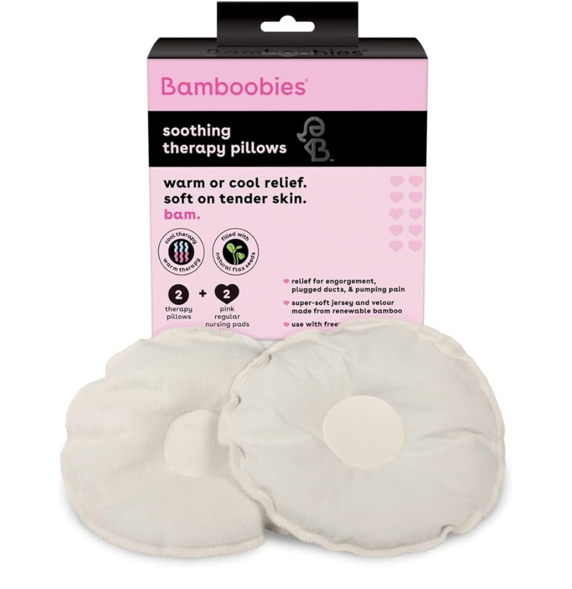 Bamboobies Soothing Nursing Breast Therapy Pillows and Washable Nursing Pads (Never Used)
