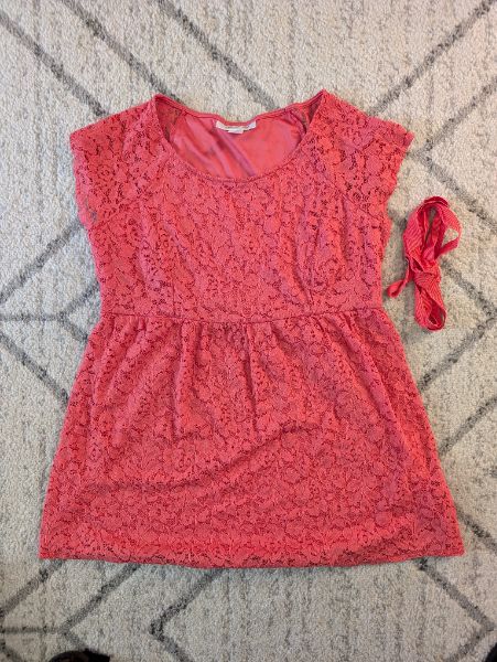Motherhood Pink Lace Shirt, Medium, Maternity M (8-10)