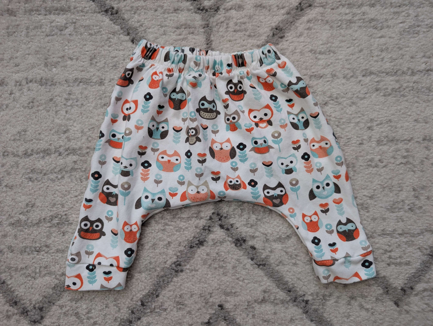 2 Peas in A Pod, Small Shop, Gender Neutral Slouchy Pants, Owls, 0-3M, Kids 3 Month (0-3M)