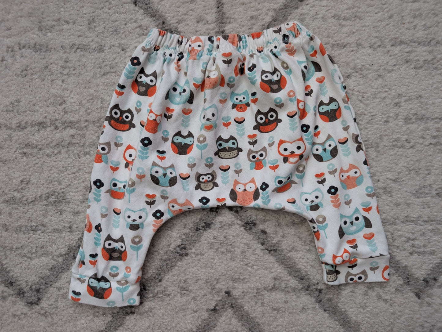 2 Peas in A Pod, Small Shop, Gender Neutral Slouchy Pants, Owls, 0-3M, Kids 3 Month (0-3M)