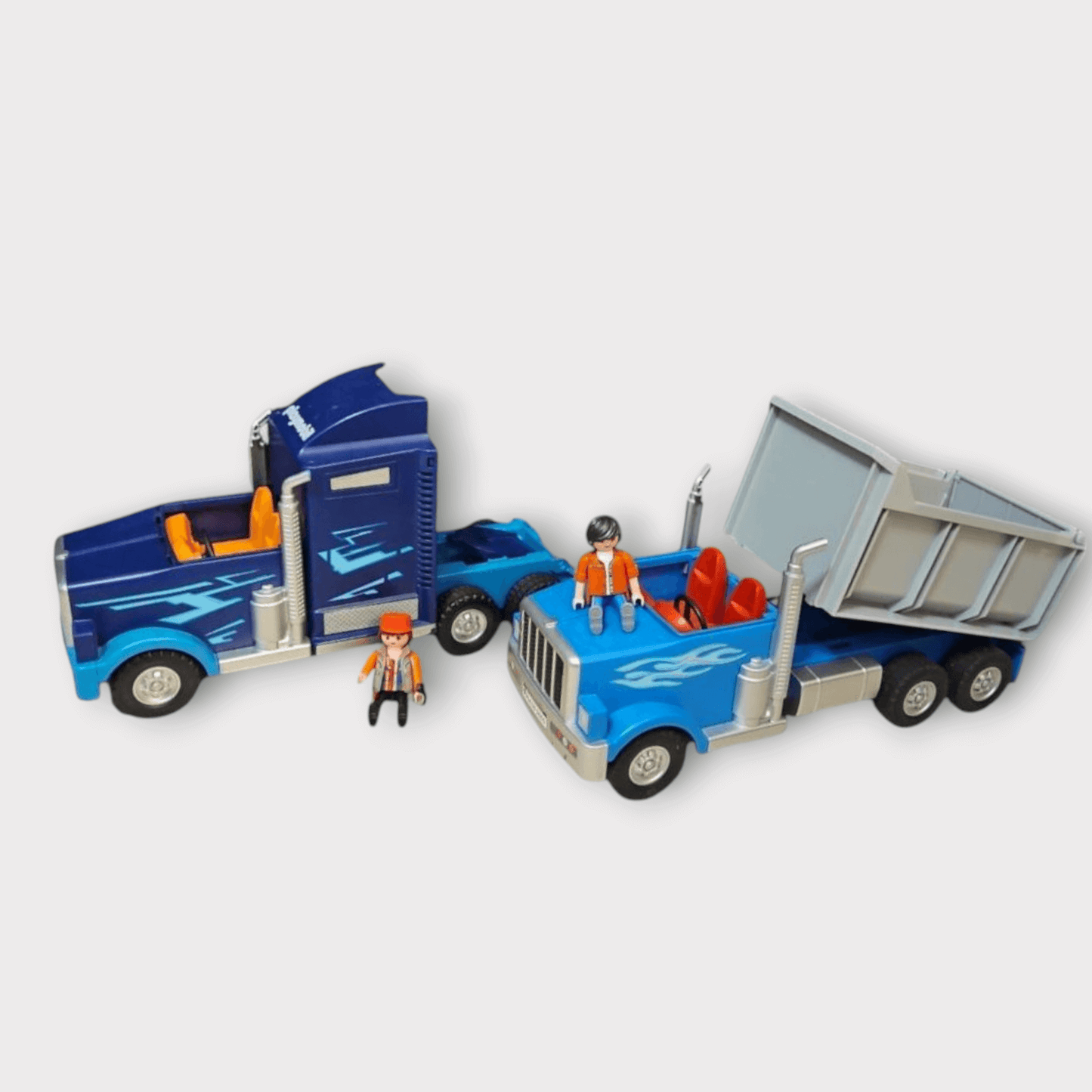 Playmobil semi truck & dump truck