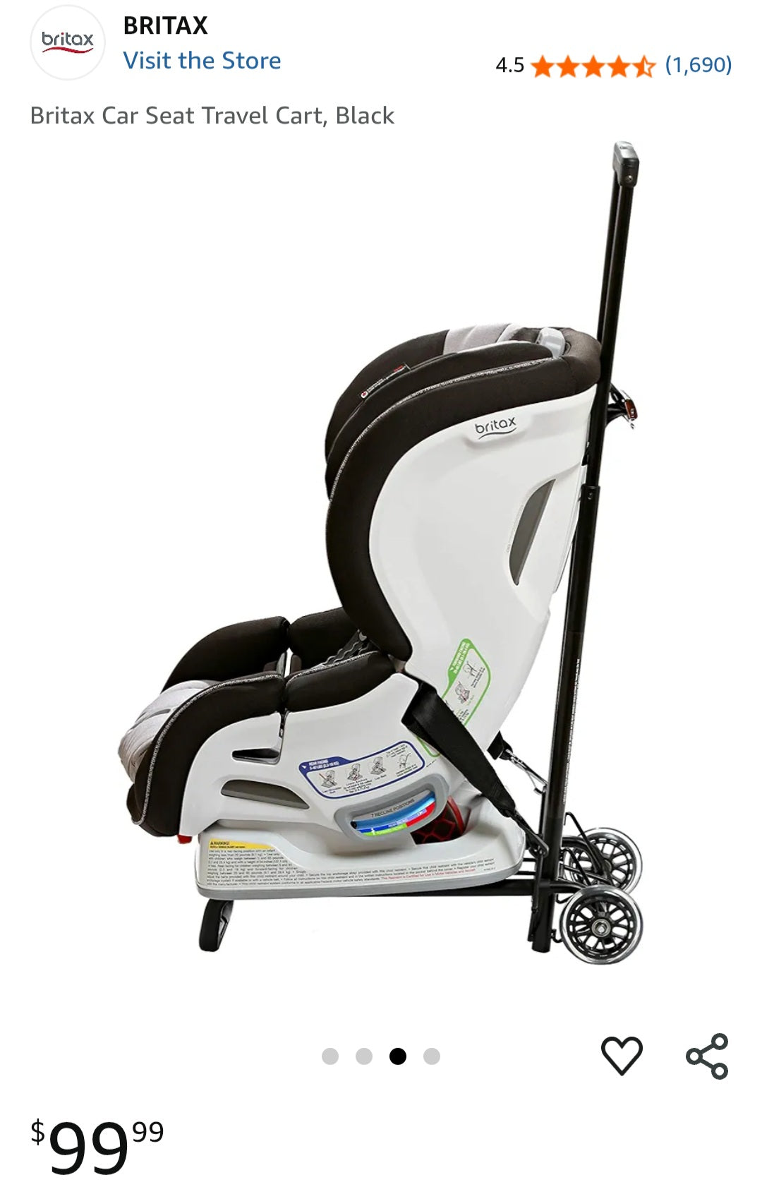 Britax Car Seat Travel Cart MSRP $100