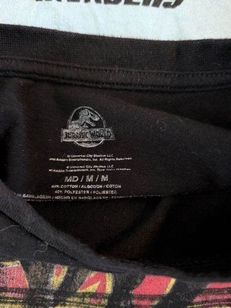 2 Boys T-shirts, Space Invaders & Jurassic World, Size Medium , Kids 7 & 8 (small)