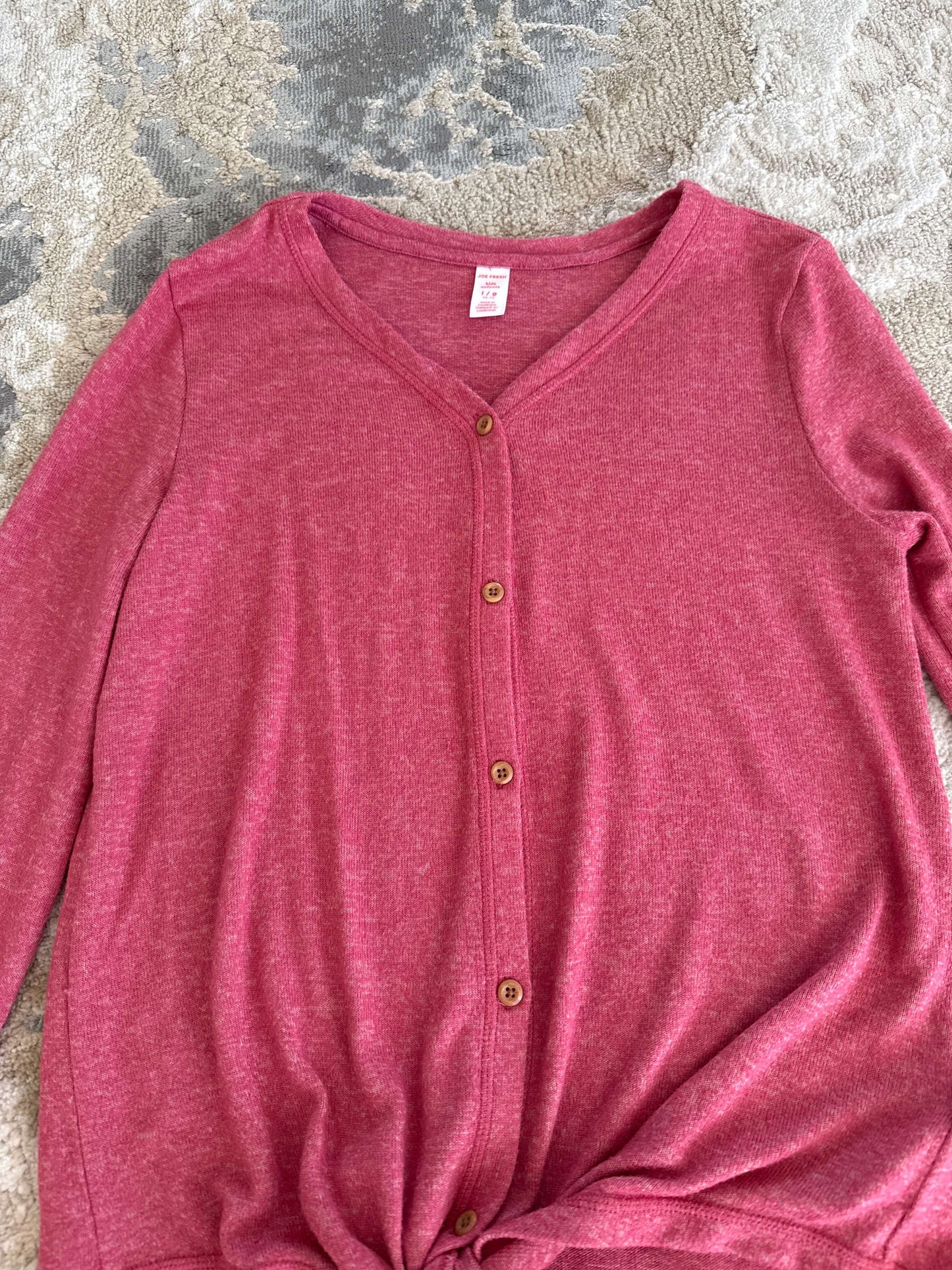 Joe fresh Size L pink button up soft long sleeve shirt , Kids 12 & 14