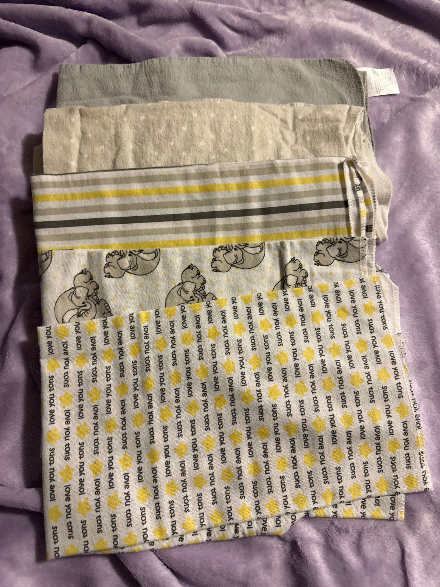 Flannel/cotton receiving blankets