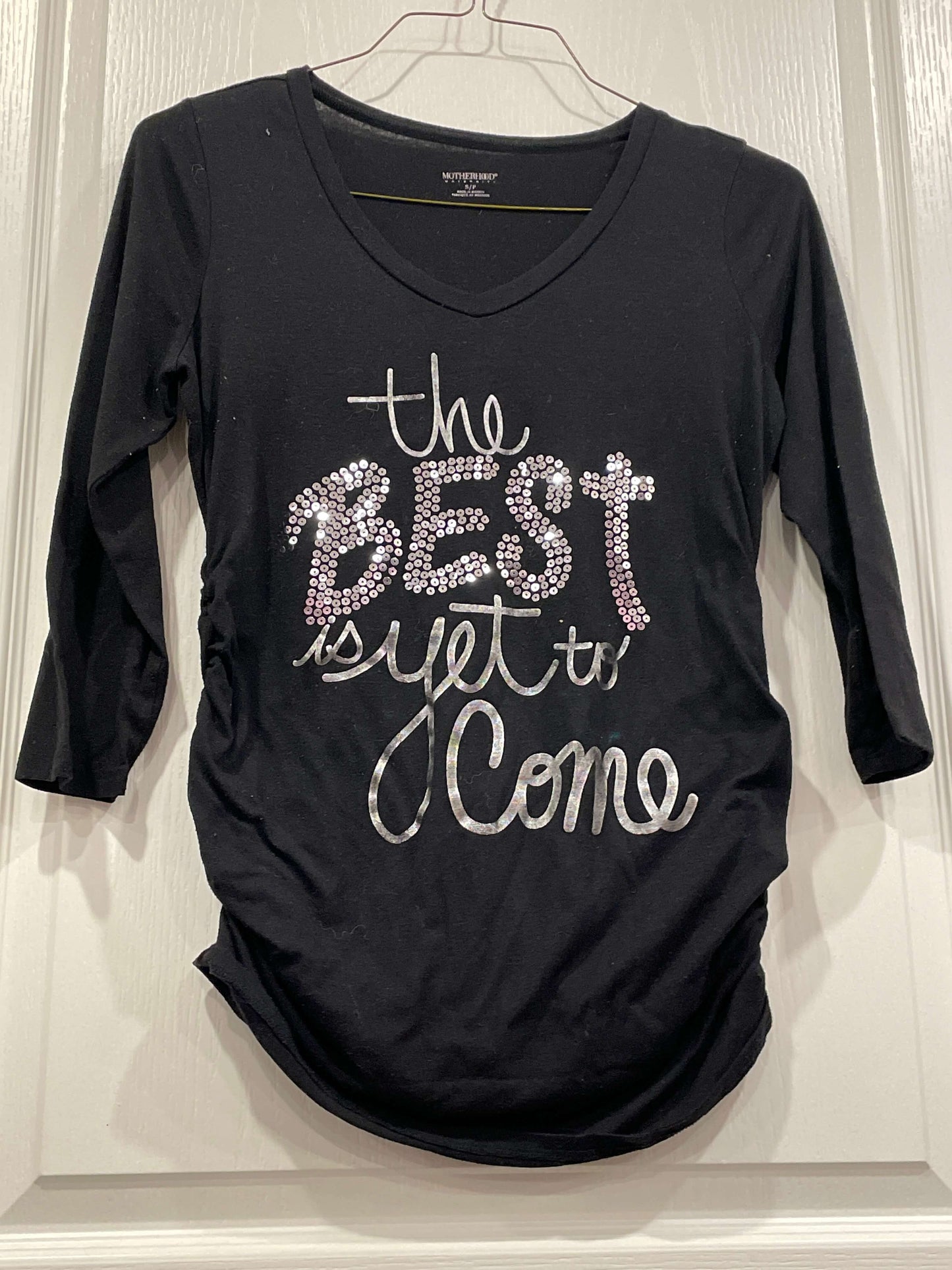 VGUC, Black Maternity Top, 3/4 length sleeves, size Small, Maternity S (4-6)