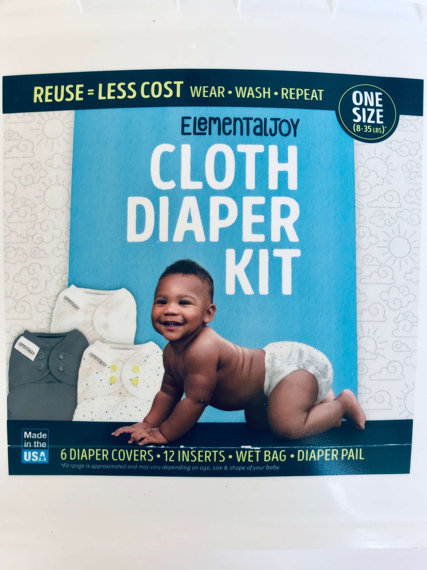 NWT Elemental Joy Cloth Diaper Kit, Retails $125.00