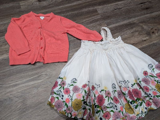 Off white flower dress and coordinating sweater 6-12m, Kids 12 Month (9-12M)