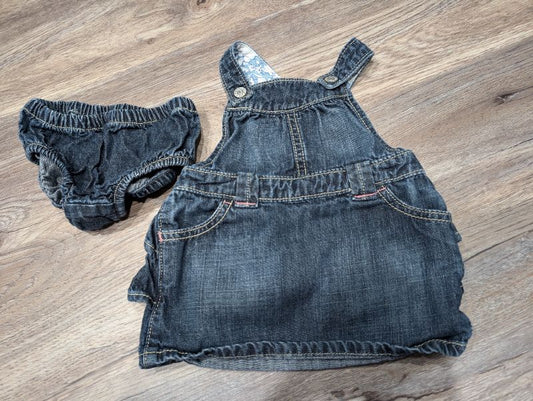 Jean overall jumper/dress 6-12m, Kids 9 Month (6-9M)