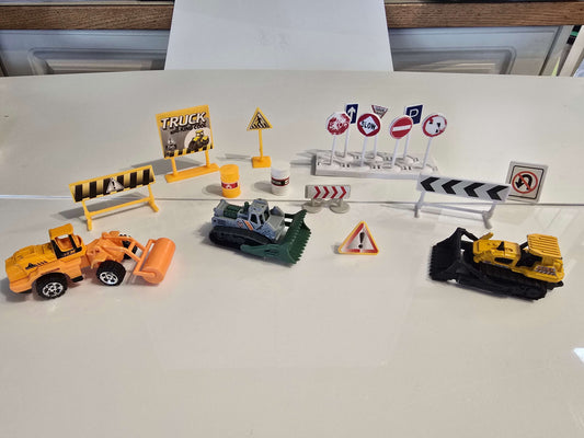Small construction trucks & signs 🚧