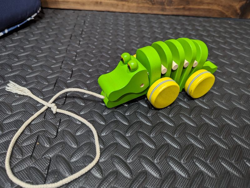 Wooden alligator pull along toy