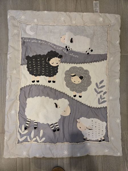 Grey sheep crib bedding