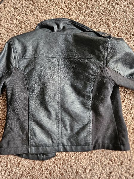 Girls faux leather moto jacket, black, justice size 8, Kids 7 & 8 (small)