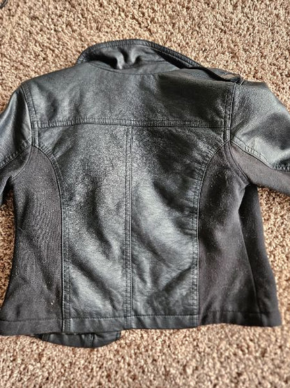 Girls faux leather moto jacket, black, justice size 8, Kids 7 & 8 (small)